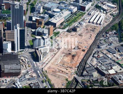Vista aerea dell'HS2 Works nel centro di Birmingham, West Midlands, Inghilterra, Regno Unito Foto Stock