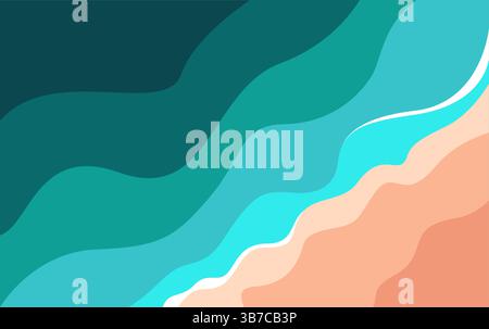 Vista dall'alto del mare blu. Sfondo astratto ed elegante con onde oceaniche. Illustrazione Vettoriale