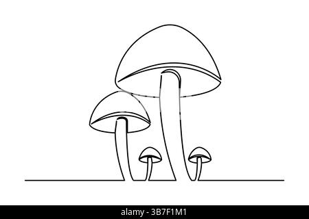 Illustrazione vettoriale disegno continuo a fungo di una linea Illustrazione Vettoriale