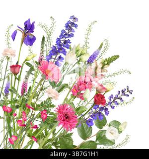 Tagliare i fiori dal fioraio in rosa, blu e bianco Foto Stock