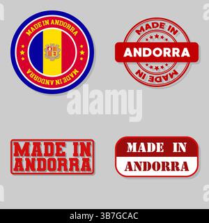 Set di quattro francobolli con bandiera fatta ad Andorra Illustrazione Vettoriale