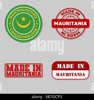 Set di quattro francobolli con bandiera fatta in Mauritania Illustrazione Vettoriale