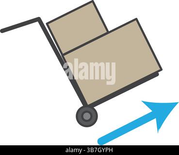 Scatole mobili carrello a mano. Illustrazione vettoriale Illustrazione Vettoriale