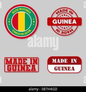 Set di quattro francobolli con bandiera fatta in Guinea Illustrazione Vettoriale