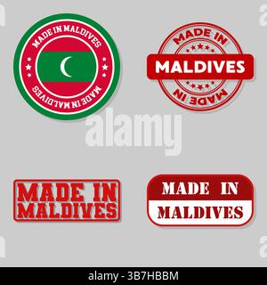 Set di quattro francobolli con bandiera fatta alle Maldive Illustrazione Vettoriale