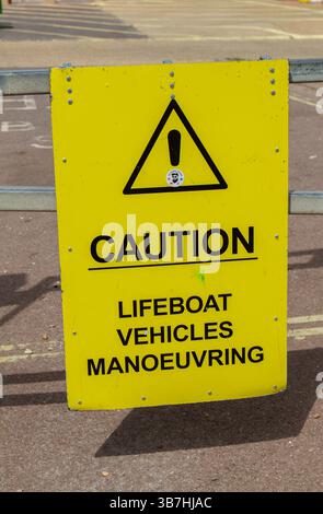 Segnale di avvertimento, manovra dei veicoli della Lifeboat Foto Stock