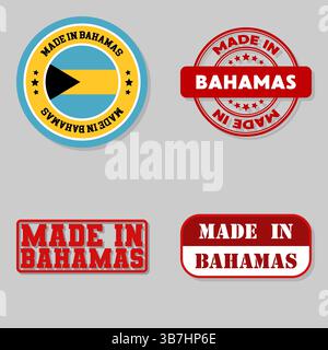 Set di quattro francobolli con bandiera fatta alle Bahamas Illustrazione Vettoriale