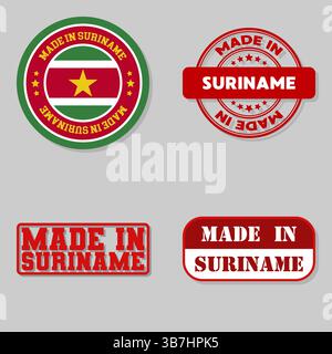 Set di quattro francobolli con bandiera in Suriname Illustrazione Vettoriale