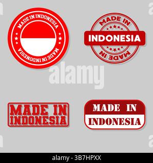 Set di quattro francobolli con bandiera prodotta in Indonesia Illustrazione Vettoriale
