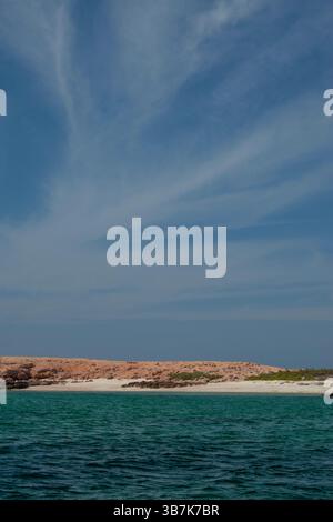 Oman: Isole Daymaniyat (ad Dimaniyat), riserva naturale incontaminata e area protetta nel Golfo di Oman, sede di tartarughe marine e uccelli migratori Foto Stock
