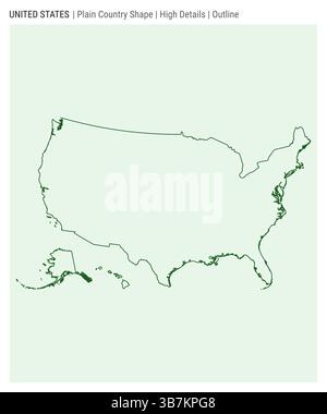 Mappa del paese degli Stati Uniti. Dettagli di alto livello. Stile contorno. Forma degli Stati Uniti. Illustrazione vettoriale. Illustrazione Vettoriale