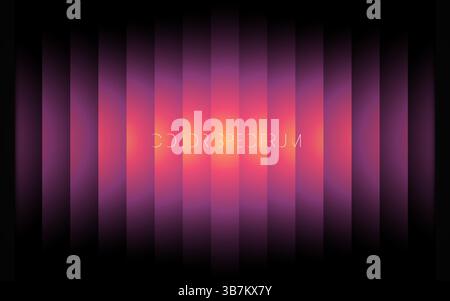 Linee di sfumatura. Vetro sfocato colorato. Linee frattali verticali. Barre astratte luminose con toni rosa, arancione e viola. Forme futuristiche al neon per abs Illustrazione Vettoriale