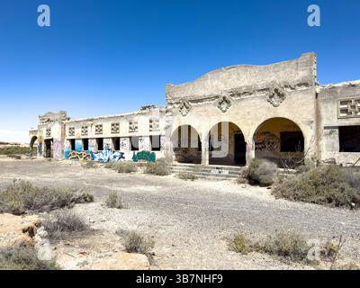 Resti di una vecchia colonia abbandonata di lebbrosi ad Abades Tenerife, Isole Canarie, Sanatorio de Abona Foto Stock