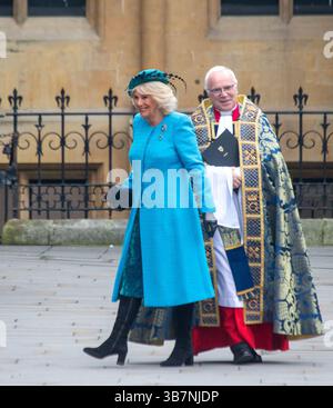 11 marzo 2024, Londra, Inghilterra, Regno Unito: La regina CAMILLA arriva all'Abbazia di Westminster per il servizio del Commonwealth. (Immagine di credito: © Tayfun Salci/ZUMA Press Wire) Foto Stock