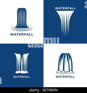 Collezione di quattro moderni loghi a cascata in stile minimalista Illustrazione Vettoriale
