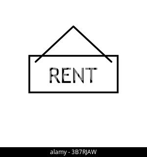 Icona del cartello affitto. Vettore etichetta proprietà. Consiglio immobiliare. Simbolo leasing sospeso. Illustrazione Vettoriale