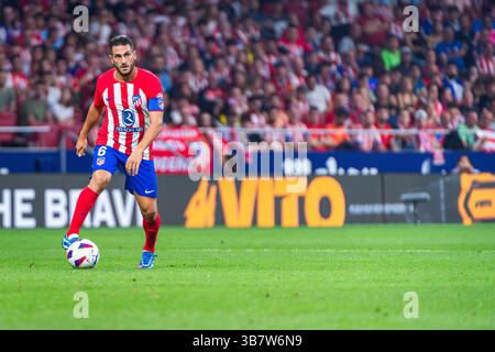 1 ottobre 2023, Madrid, Spagna: Jorge Resurreccion Merodio (Koke) (Atletico Madrid) in azione durante la partita di calcio del campionato spagnolo la Liga EA Sports tra Atletico Madrid vs Cadice giocata allo stadio Metropolitano. Atletico Madrid 3 : 2 Cadice (immagine di credito: © Alberto Gardin/SOPA immagini via ZUMA Press Wire) Foto Stock