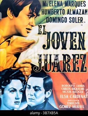 Immagine parziale del poster Cine messicano d'epoca El Joven Juarez Foto Stock