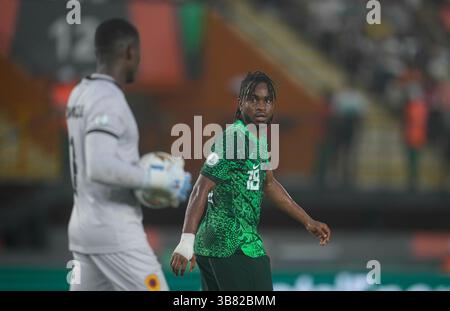2 febbraio 2024: Ademola Olajide Lookman (Nigeria) guarda durante una partita di Coppa d'Africa - quarti di finale, Nigeria vs Angola, allo Stade Felix Houphouet-Boigny, Abidjan, Costa d'Avorio. Kim Price/CSM (immagine di credito: © Kim Price/CSM tramite ZUMA Press Wire) Foto Stock