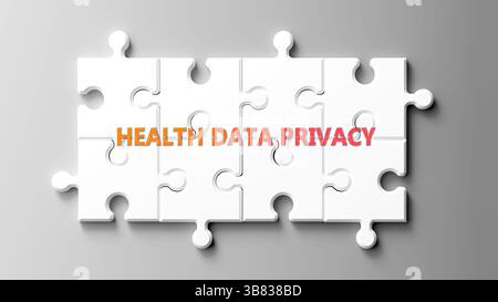 Health Data Privacy come argomento complesso, legato a importanti argomenti che si diffondono come Word cloud. Foto Stock