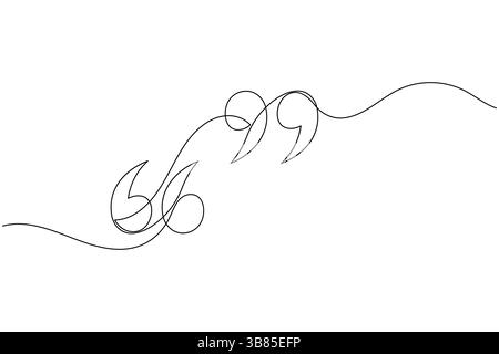 Virgoletta il disegno continuo a una linea e lo stile minimalista isola l'illustrazione vettoriale del contorno Illustrazione Vettoriale