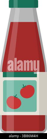 Deliziosa salsa di pomodoro in una bottiglia di vetro, concetto di vendita al dettaglio di generi alimentari e alimentari, isolata Illustrazione Vettoriale