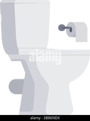 WC e carta igienica isolati, design degli interni del bagno e concetto di igiene Illustrazione Vettoriale