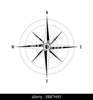 Bussola di navigazione con direzioni cardinali di NOTIZIE Illustrazione Vettoriale