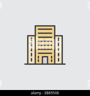 Icona vettoriale colorata di un moderno edificio per uffici, architettura e paesaggio urbano Illustrazione Vettoriale