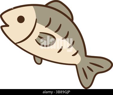 Cartoni animati vettoriali di pesce disegnati a mano con un design piatto. Per contenuti per bambini, biglietti d’auguri, adesivi, magliette, tazze, poster. Illustrazione vettoriale Illustrazione Vettoriale
