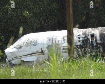 L'aereo si è schiantato all'aeroporto di Ubatuba, Brasile Foto Stock