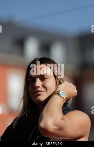 22 aprile 2024, Madrid, Madrid, SPAGNA: Aryna Sabalenka viene vista durante la presentazione del mutua Madrid Open 2024 a Plaza Mayor il 22 aprile 2024, a Madrid, Spagna. (Immagine di credito: © Guillermo Martinez/AFP7 via ZUMA Press Wire) Foto Stock