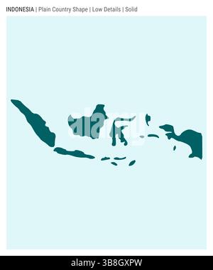 Mappa della pianura dell'Indonesia. Dettagli bassi. Stile solido. Forma dell'Indonesia. Illustrazione vettoriale. Illustrazione Vettoriale