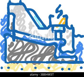 illustrazione del doodle icona della generazione di energia idroelettrica Illustrazione Vettoriale