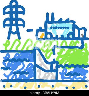 illustrazione dell'icona dell'energia della centrale idroelettrica Illustrazione Vettoriale