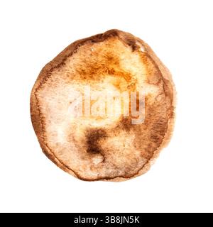 Striscione rotondo marrone con gocce di acquerello disegnato a mano Foto Stock