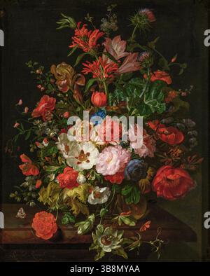 Rachel Ruysch, mazzo di fiori, natura morta pittura in olio su tela, 1715 Foto Stock