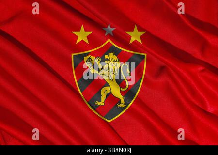 Pringsewu, Lampung 8 maggio 2025; logo sportivo della squadra di calcio brasiliana con sfondo a trama ondulata. Illustrazione 3D. Foto Stock
