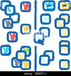 illustrazione del doodle dell'icona di progettazione dell'interfaccia utente del diagramma di affinità Illustrazione Vettoriale