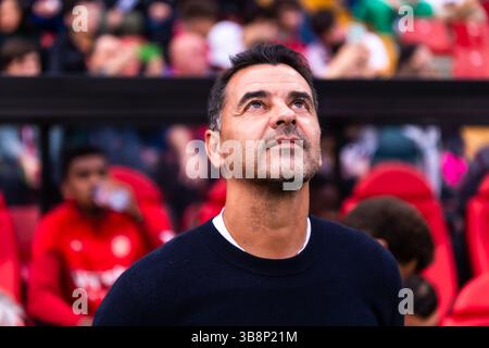 11 novembre 2023, Madrid, Spagna: Miguel Angel Sanchez Munoz, meglio conosciuto come Michel, figura storica di Rayo Vallecano e attuale allenatore del Girona, visto prima dellaâ partita di calcio della Liga 2022 tra Rayo Vallecano e Girona all'Estadio de Vallecas. Punteggio finale; Rayo Vallecano 1:2 Girona. (Immagine di credito: © Alberto Gardin/SOPA Images via ZUMA Press Wire) Foto Stock