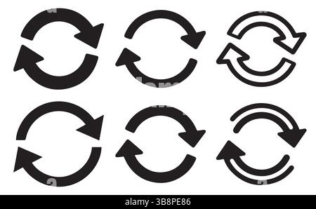 set di icone freccia circolare. icona con freccia circolare, aggiorna, ricarica, rotazione. Ripeti e ricarica set icone , riutilizza pittogramma prodotto biologico ecologia Illustrazione Vettoriale