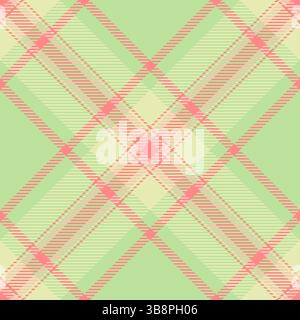 Classico motivo tartan con strisce verdi chiare e salmone. Sfondo ideale per tessuti, abbigliamento o feste. Texture elegante e senza tempo. Illustrazione Vettoriale