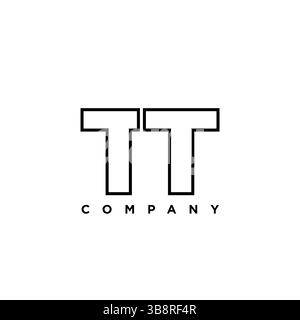 Modello di design Letter T and T alla moda, TT logo. Logotipo minimo basato su un monogramma iniziale per l'identità dell'azienda. Illustrazione Vettoriale