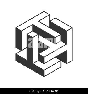 Elegante design isometrico a cubo, perfetto per concetti tecnologici, ingegneristici o astratti. Linee pulite e palette in scala di grigi creano un aes moderno e minimalista Illustrazione Vettoriale