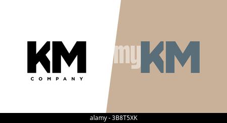Modello di design alla moda con lettera K e M, logo KM. Logotipo minimo basato su un monogramma iniziale per l'identità dell'azienda. Illustrazione Vettoriale