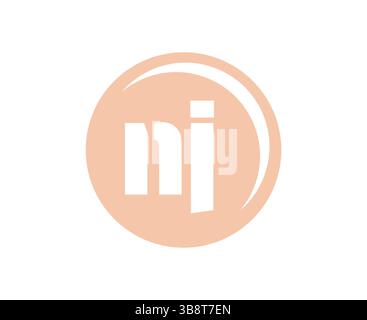 Emblema sportivo NJ o logotipo di squadra. Logo della palla con una combinazione delle lettere iniziali N e J per il negozio di palline, l'azienda sportiva, l'allenamento, il badge del club. Vettore Illustrazione Vettoriale
