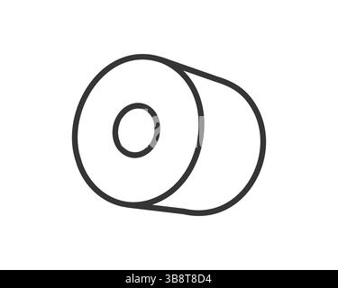 Disegno icona rotolo di carta igienica o tubo, modello per wc. Icone dell'igiene del bagno, asciugamano per la pulizia della cucina. Prodotti a scorrimento morbido vuoti. Illustrazione Vettoriale