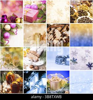 Christmas Cooking e decor - collage dal sedici foto Foto Stock