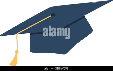 Illustrazione vettoriale di un cappuccio graduato. Università. Un'istruzione di successo. Illustrazione dei cartoni animati. Illustrazione Vettoriale