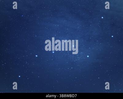 Davvero a nord del cielo con Big Dipper Constellation. L'Orsa maggiore o il grande Orso nel cielo stellato notturno invernale Foto Stock